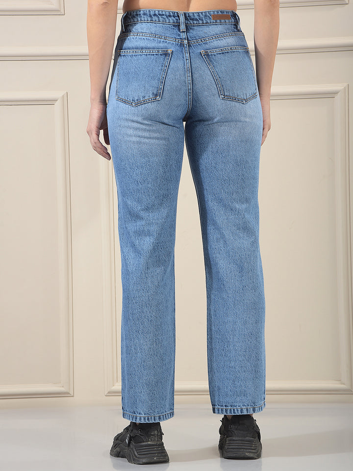 Blue 100% Cotton Straight Jeans