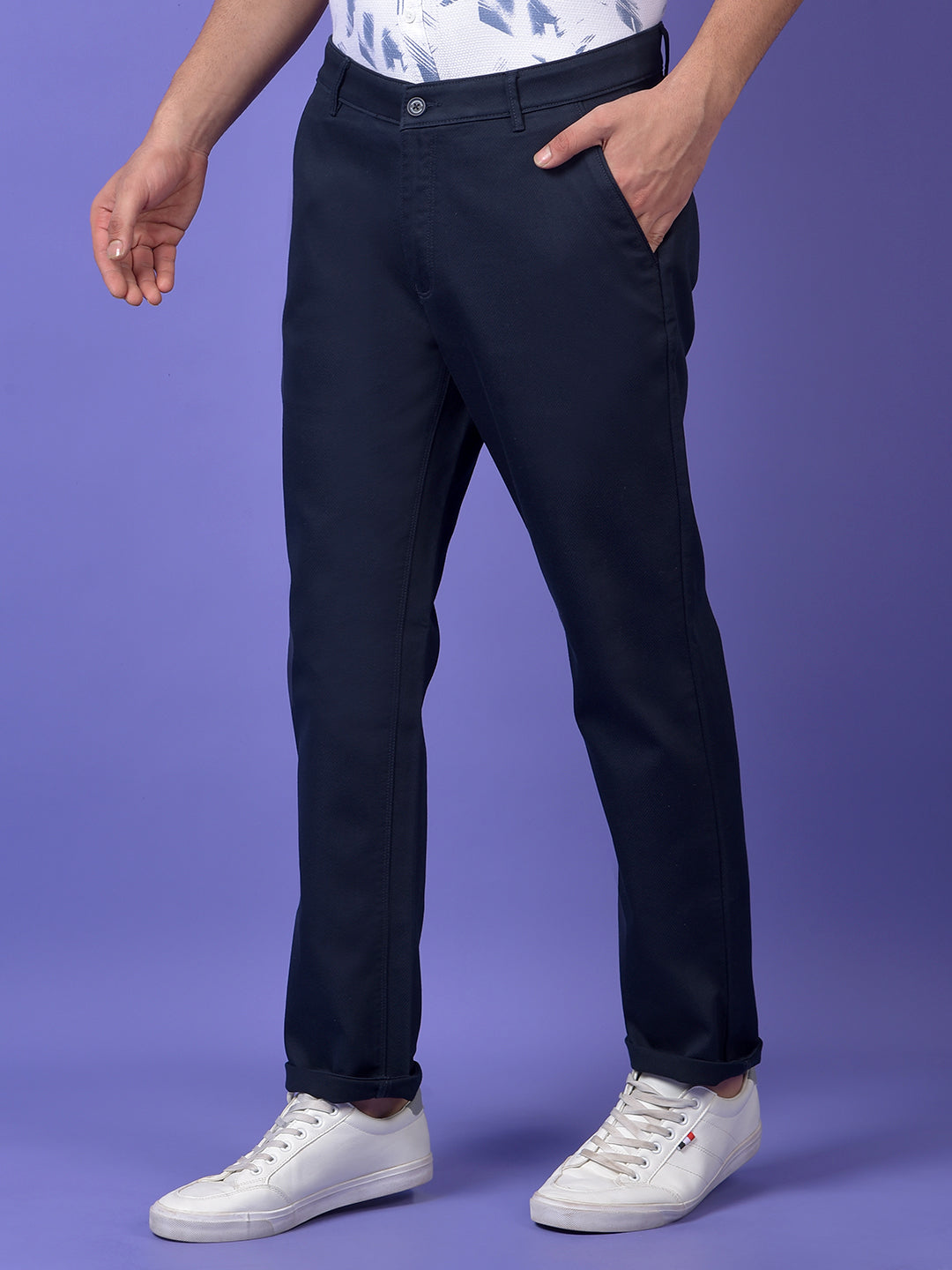 Navy Blue Printed Trousers