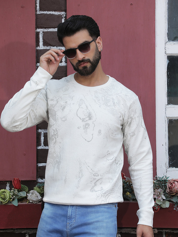 Relaxed White Printed Sweatshirt