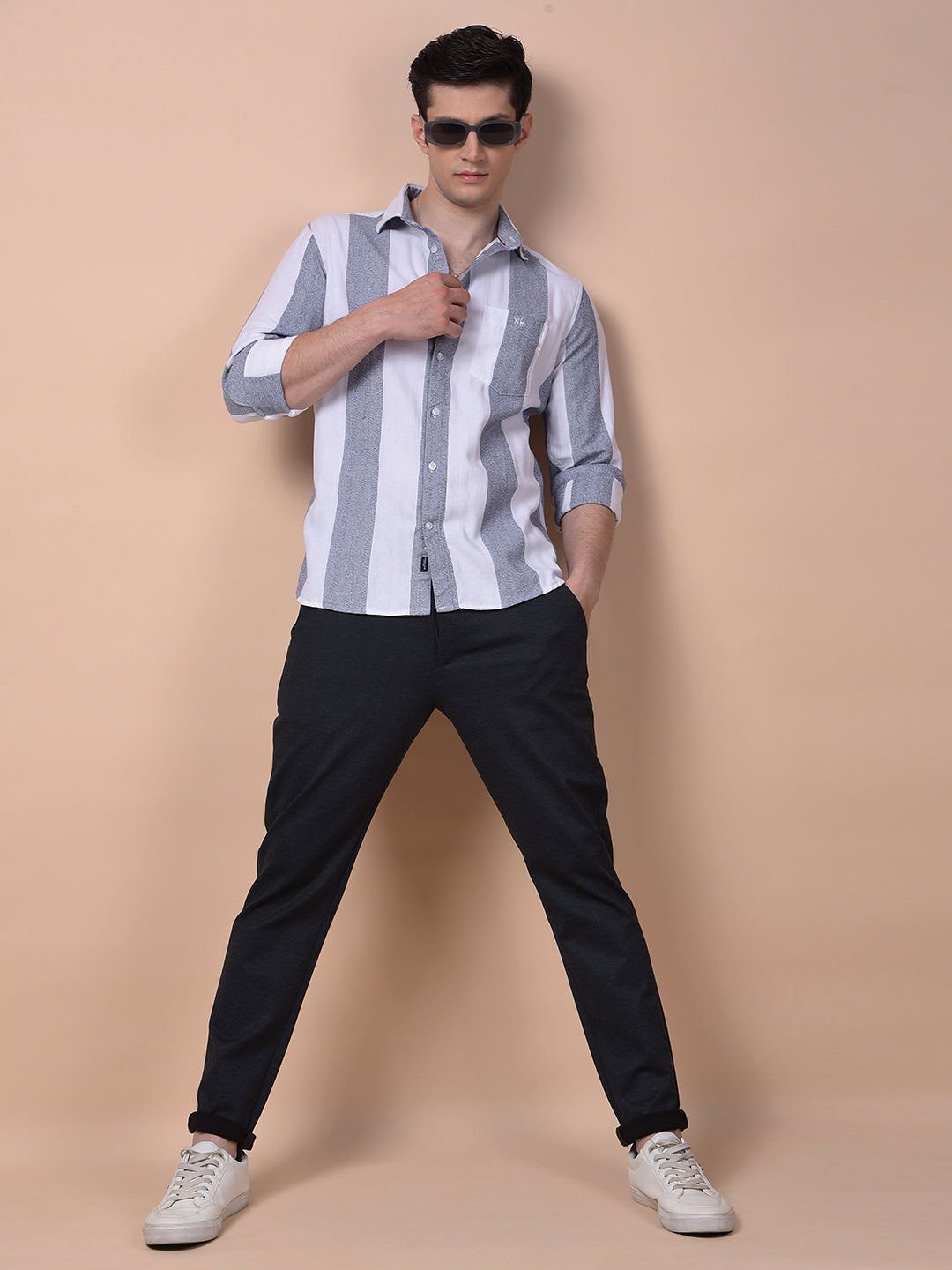 White Vertical Stripes 100% Cotton Shirt