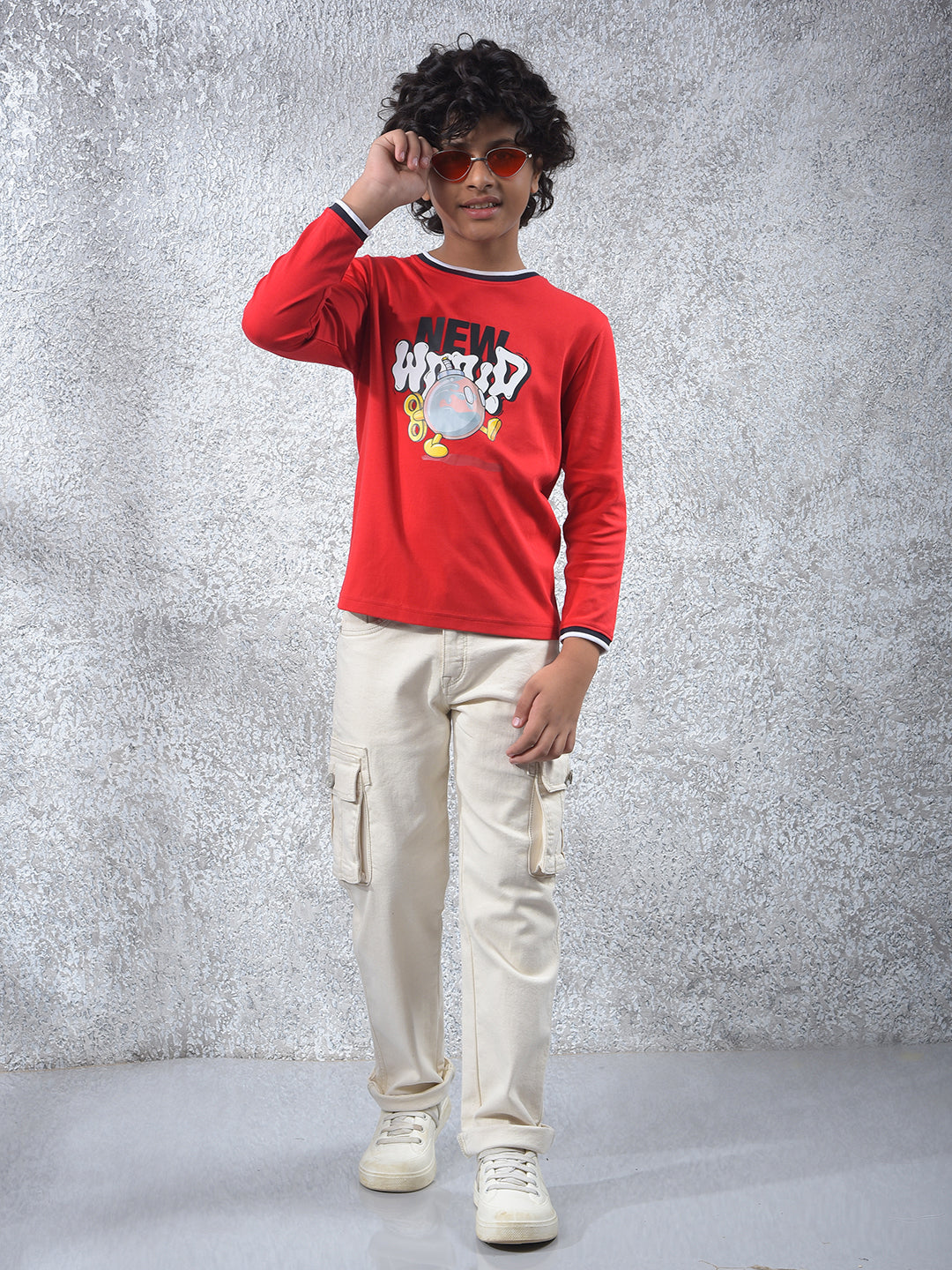 Red Typographic Print 100% Cotton T-Shirt