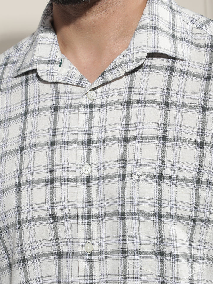 White Checked Linen Shirt