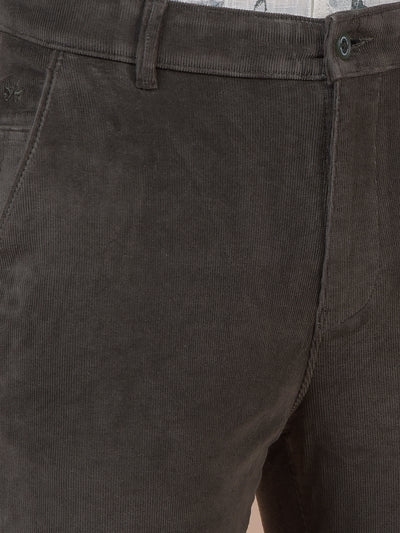 Olive Printed Corduroy Trousers