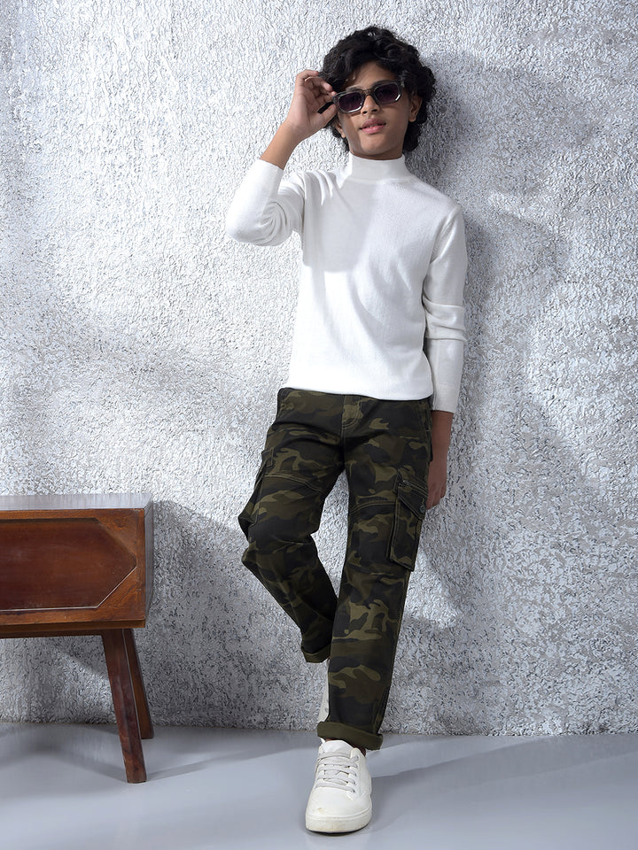 Heritage White High Neck Sweater