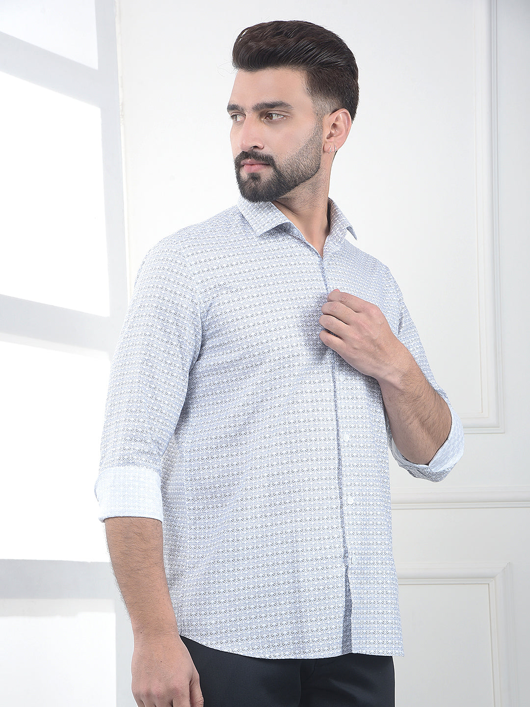 White Printed 100% Cotton Shirt