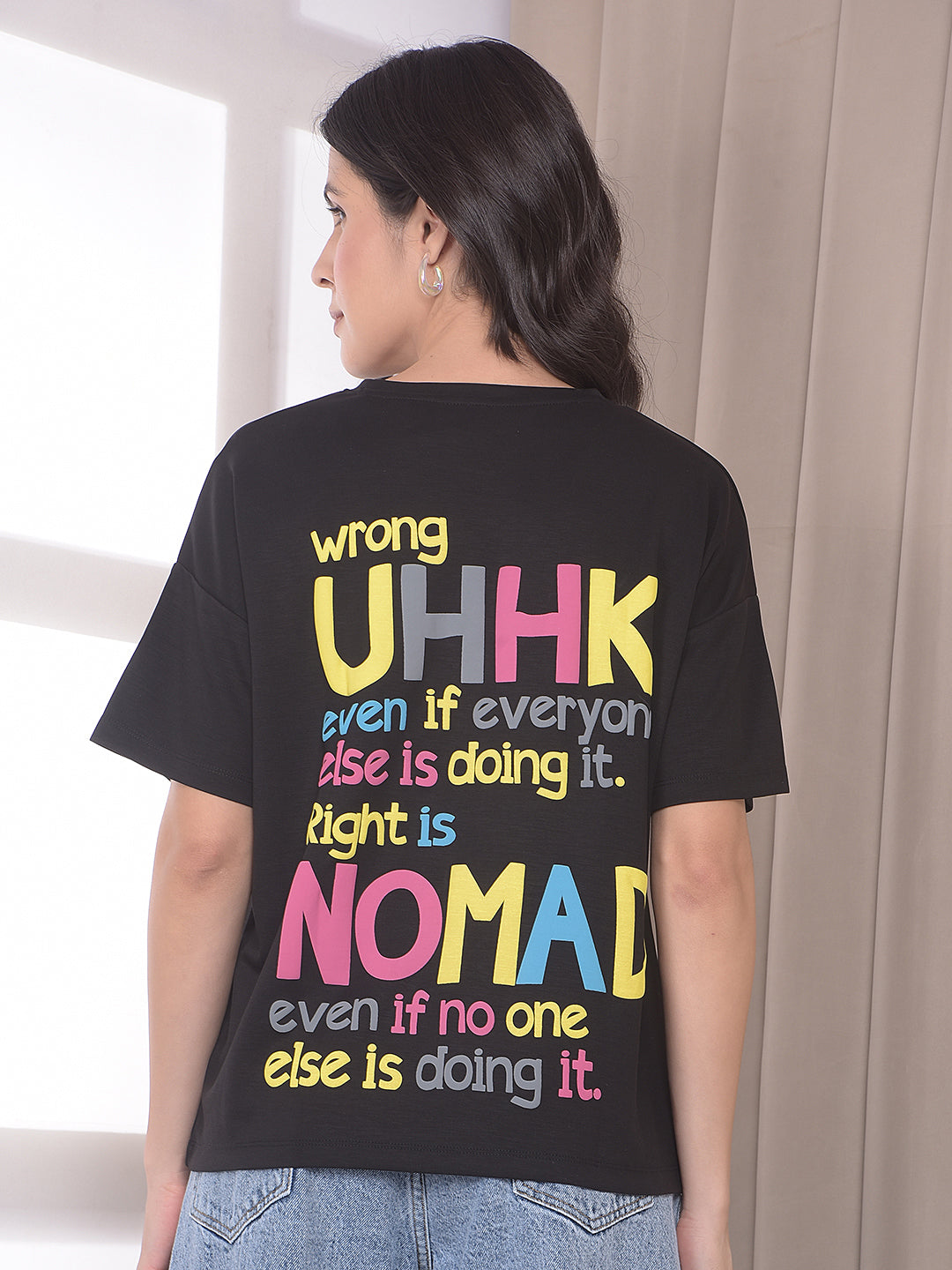 Black Graphic Print Oversized T-Shirt