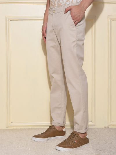 Beige Printed Trousers
