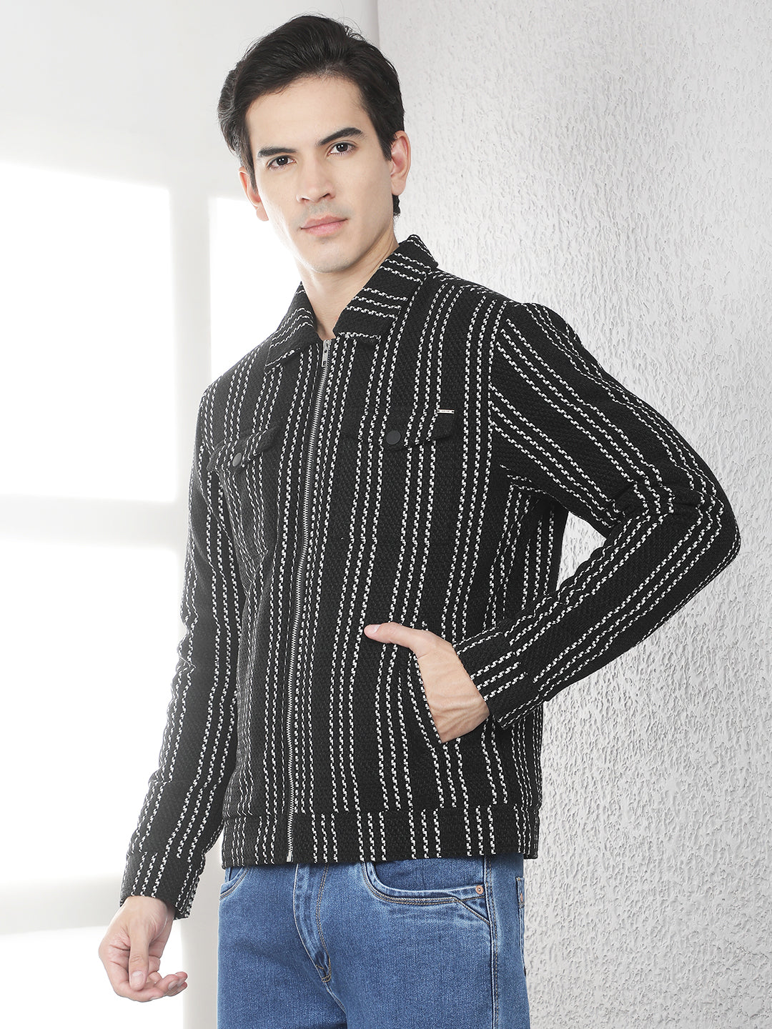 Black Vertical Stripes Shacket
