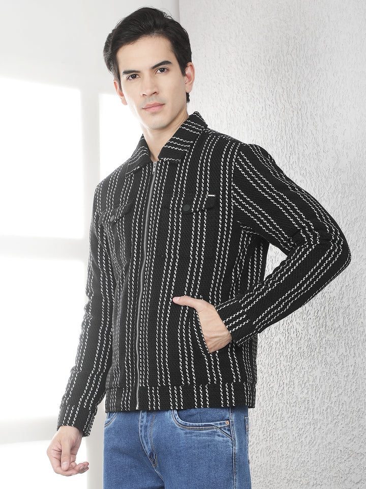 Black Vertical Stripes Shacket