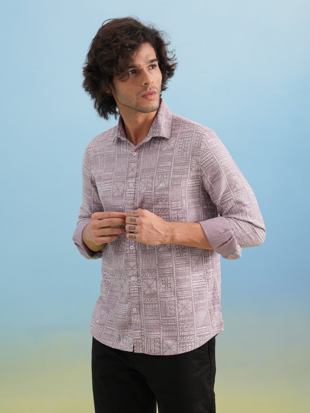 Pink Printed 100% Cotton Shirt