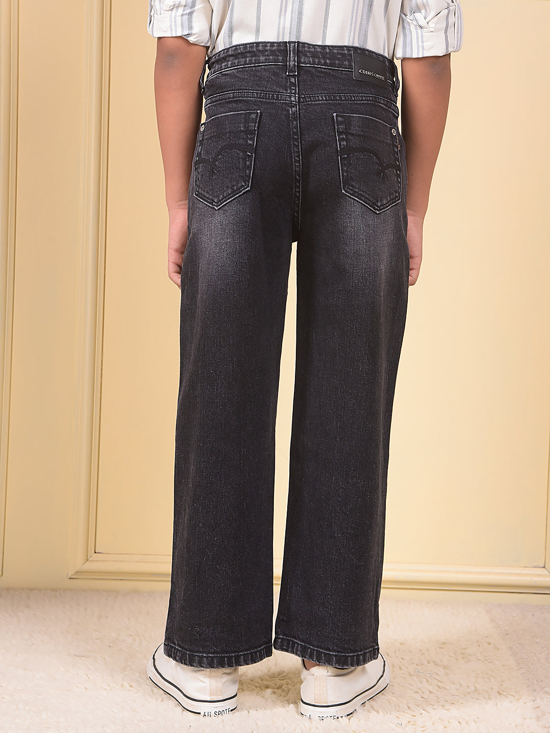 Black Dark Wash Baggy Jeans