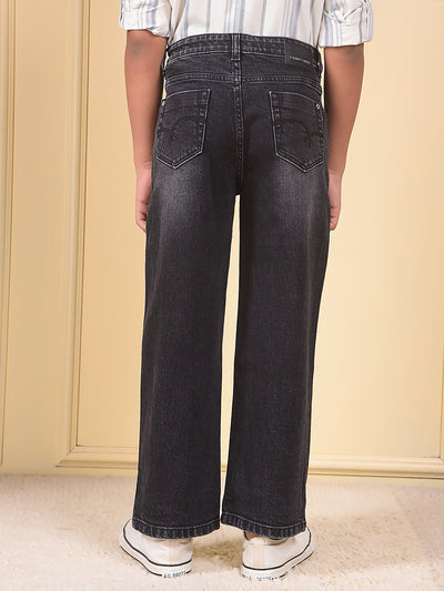 Black Dark Wash Baggy Jeans