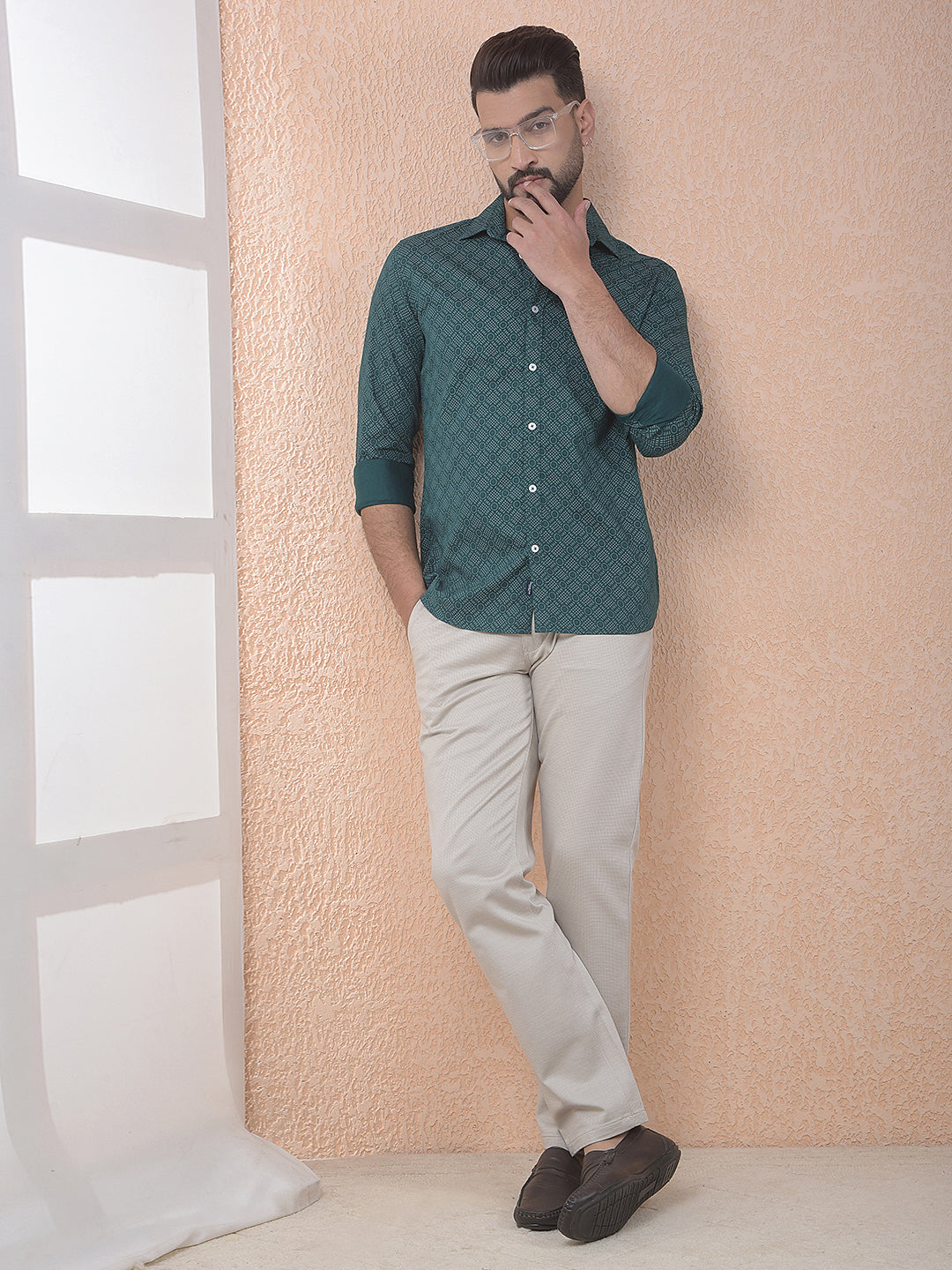 Deep Green Micro Print Shirt