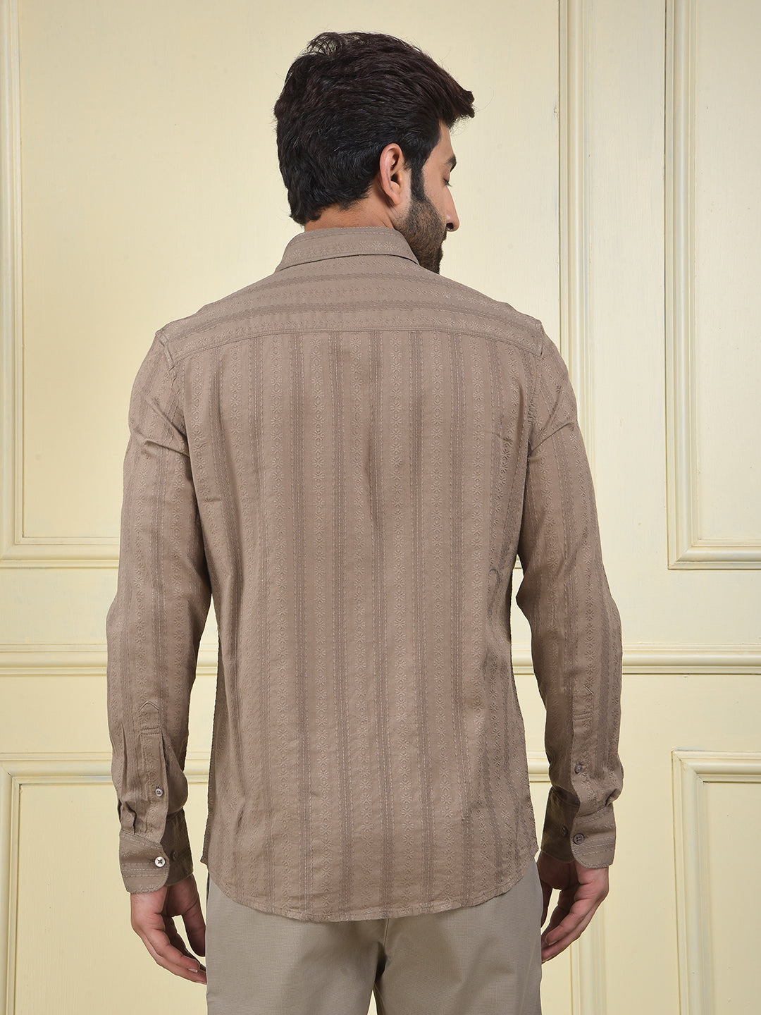 Grey Vertical Stripes 100% Cotton Shirt