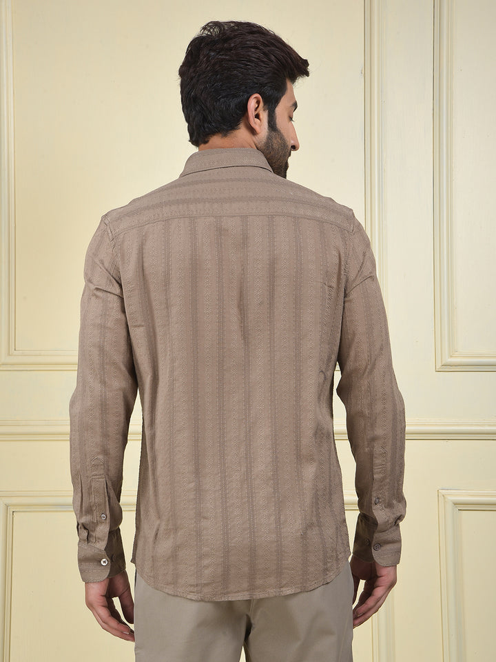 Grey Vertical Stripes 100% Cotton Shirt