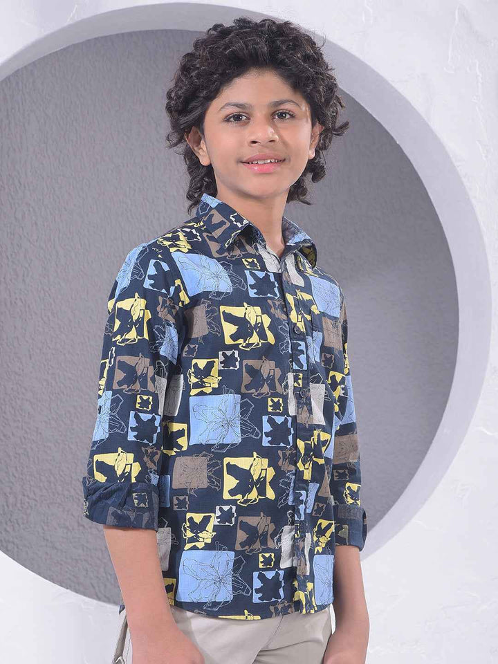 Blue Printed 100% Cotton Shirt