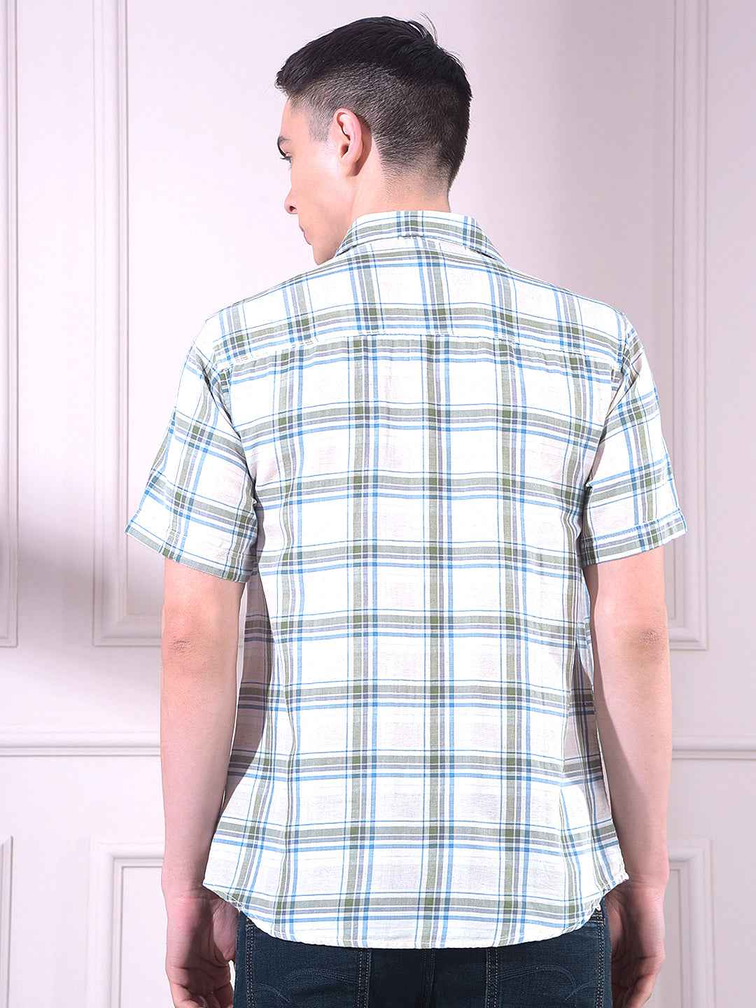 Green Linen Checked Shirt