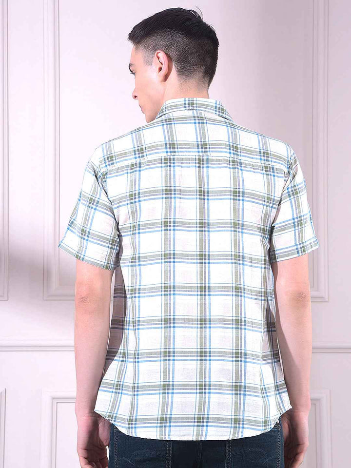 Green Linen Checked Shirt