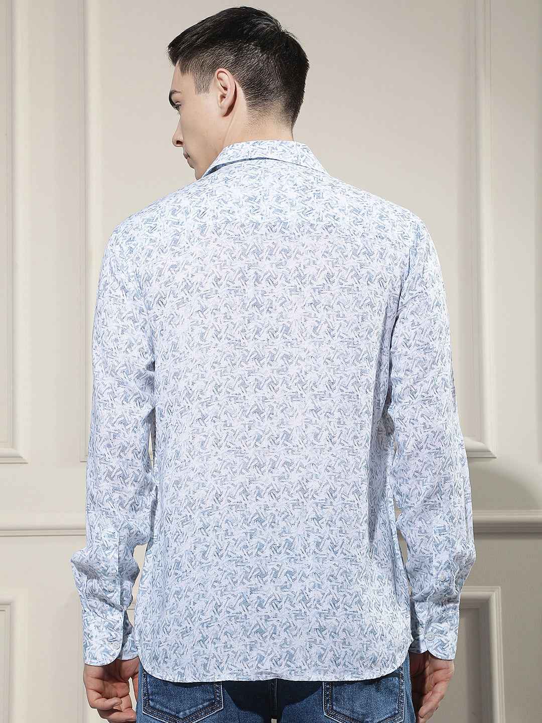 Blue Printed Linen Shirt
