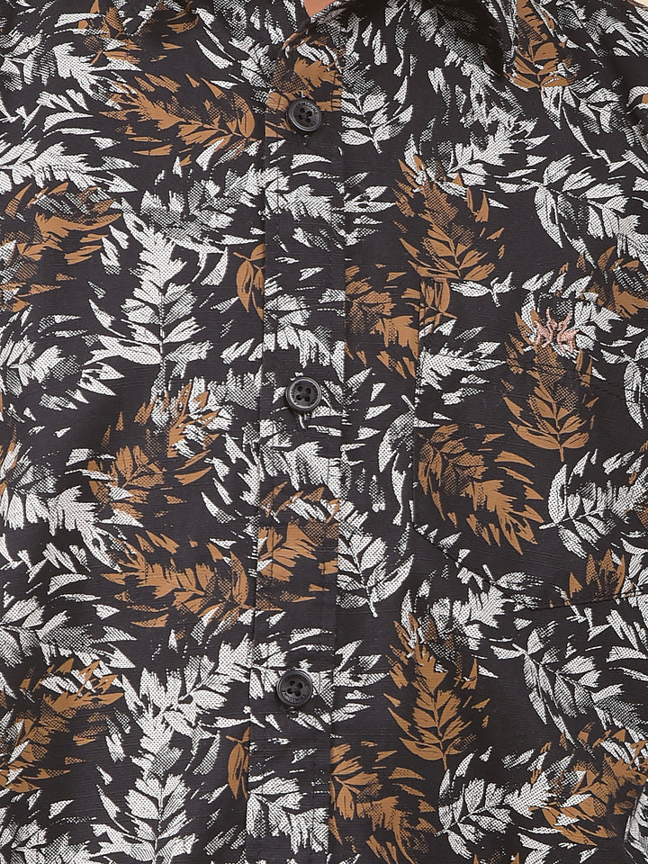 Brown Floral Print Shirt