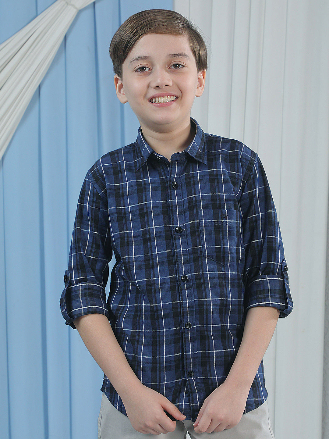 Blue Checked Corduroy Shirt
