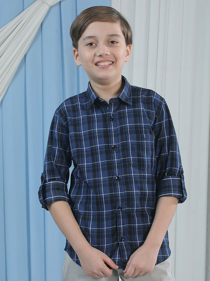 Blue Checked Corduroy Shirt