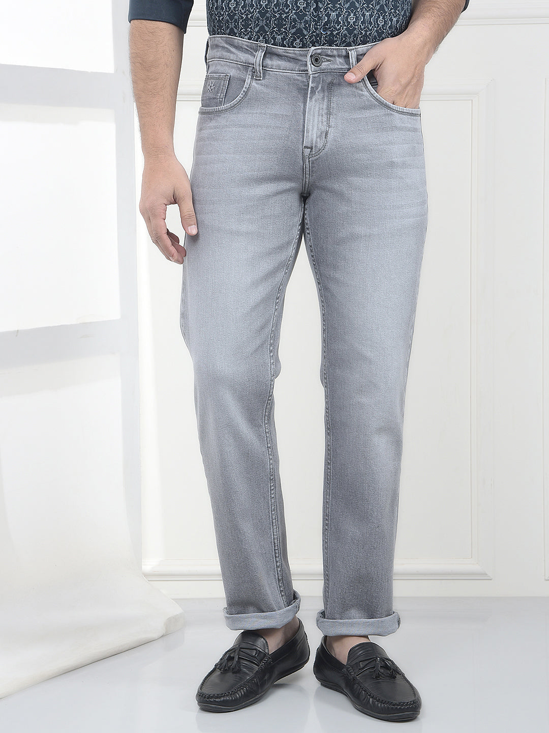 Urban Grey Stretch Straight Jeans