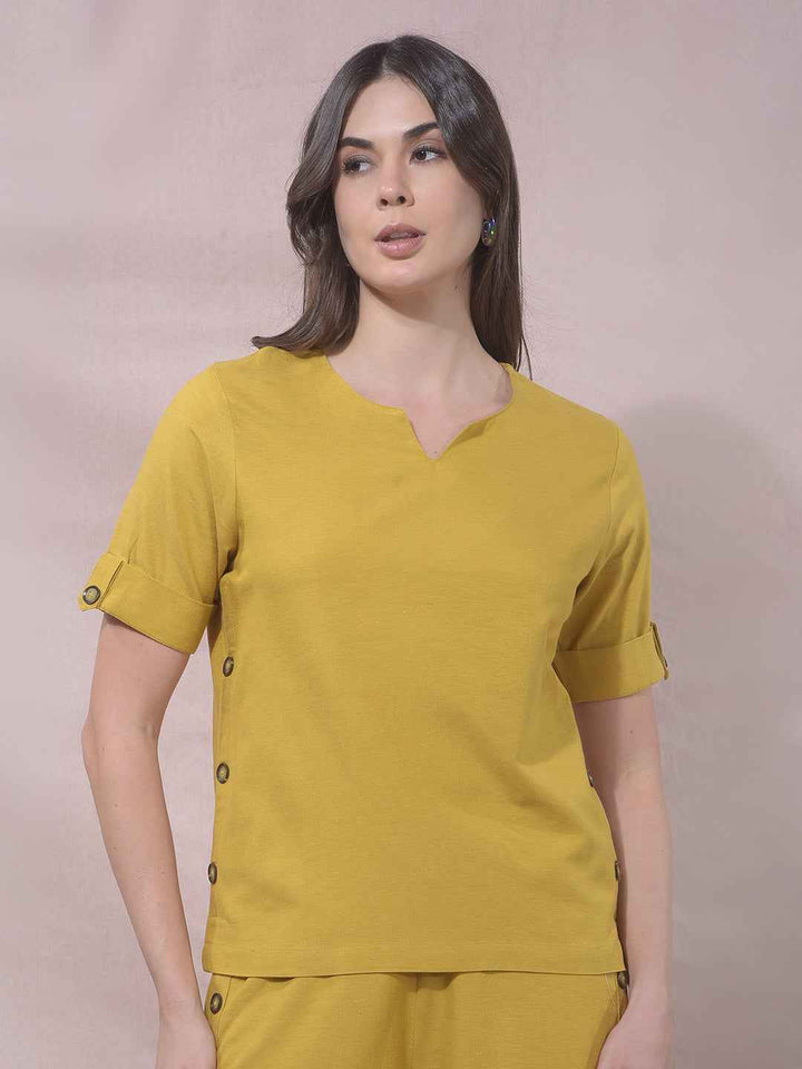 OrbitMustard V-Neck Top