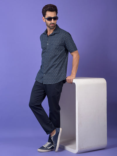Navy Blue Printed Shirt