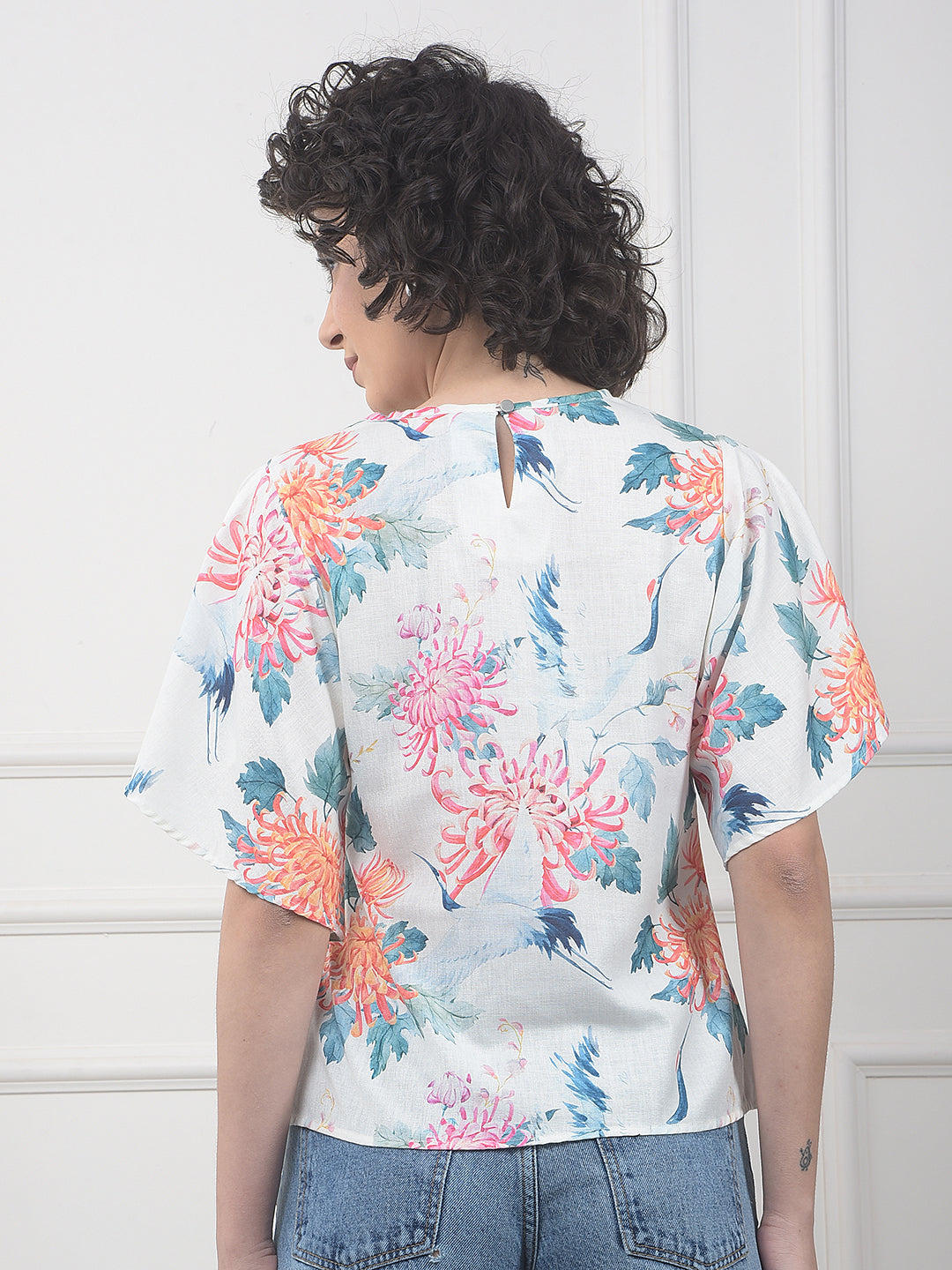 Orange Floral Print Top