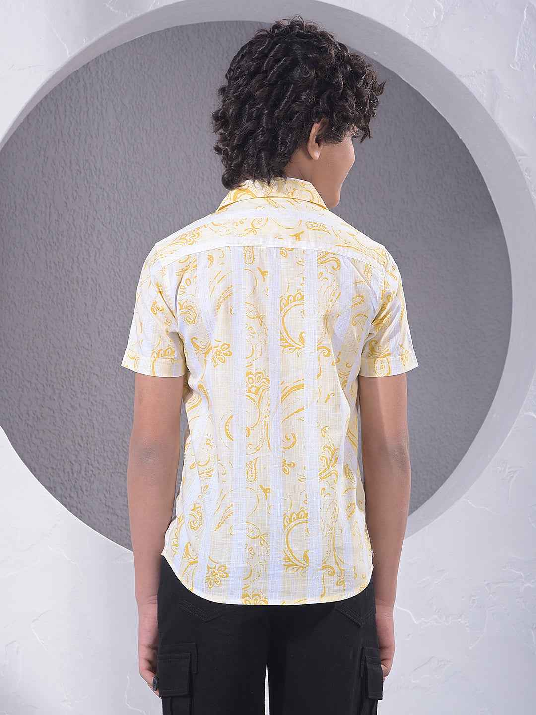 Yellow Paisley Print 100% Cotton Shirt