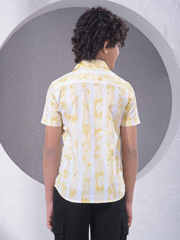 Yellow Paisley Print 100% Cotton Shirt