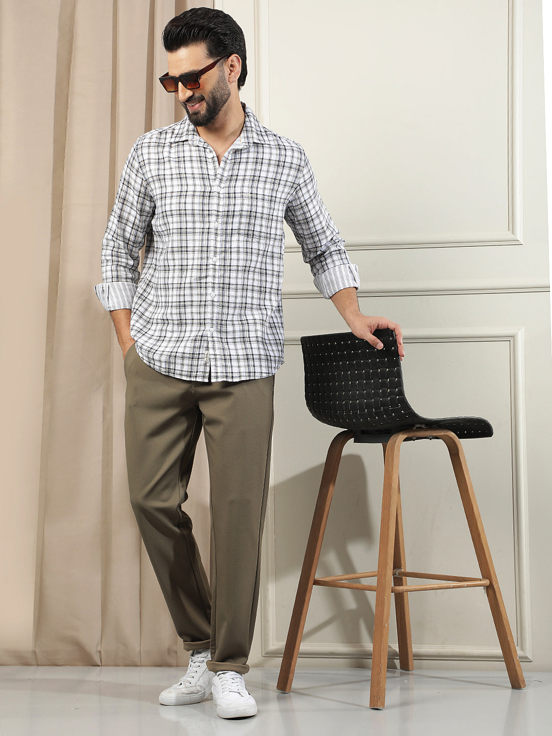 White Checked 100% Cotton Shirt