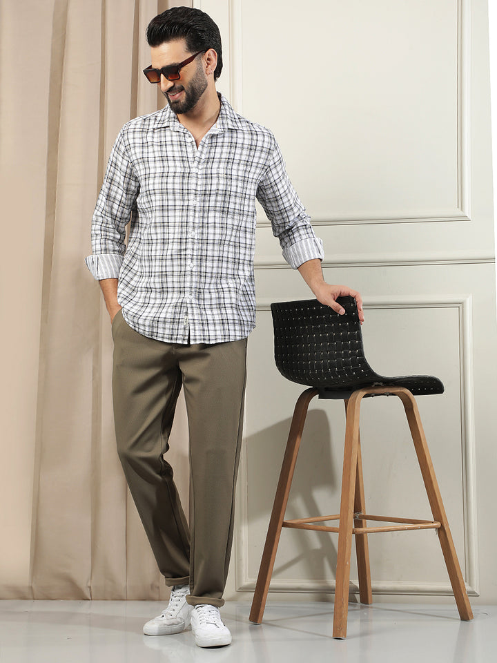 White Checked 100% Cotton Shirt