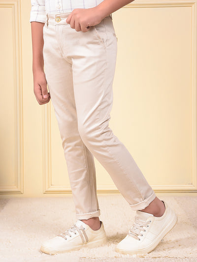 Beige Printed Trousers