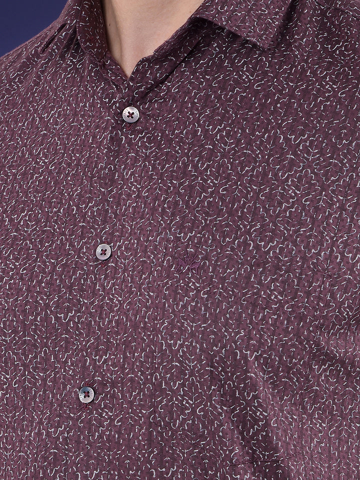 Wine Floral Print Shirt
