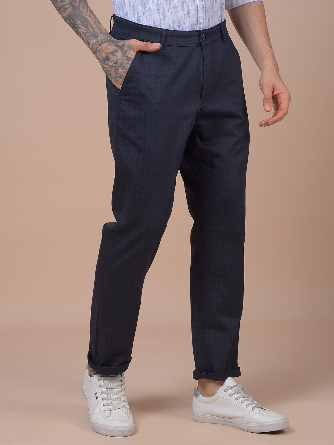 Navy Blue Printed Trousers