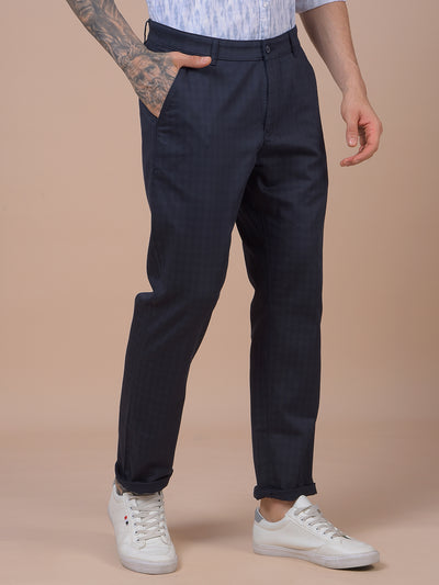 Navy Blue Printed Trousers