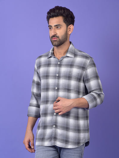 Grey Checked 100% Cotton Shirt