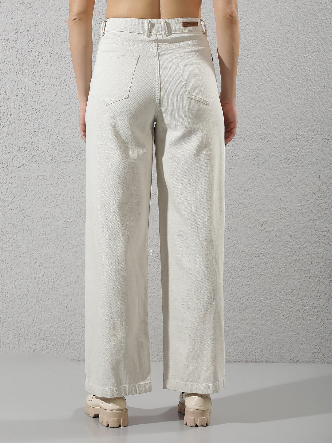 White Linen Wide-Leg Jeans