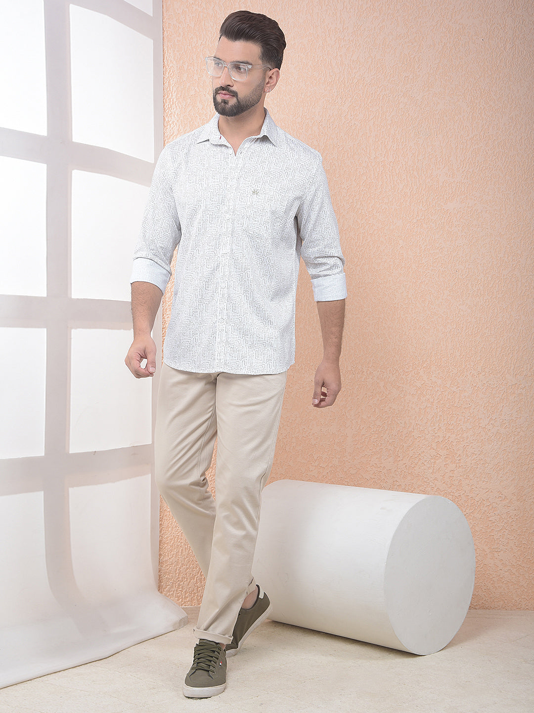 Olive Subtle Print Everyday Shirt
