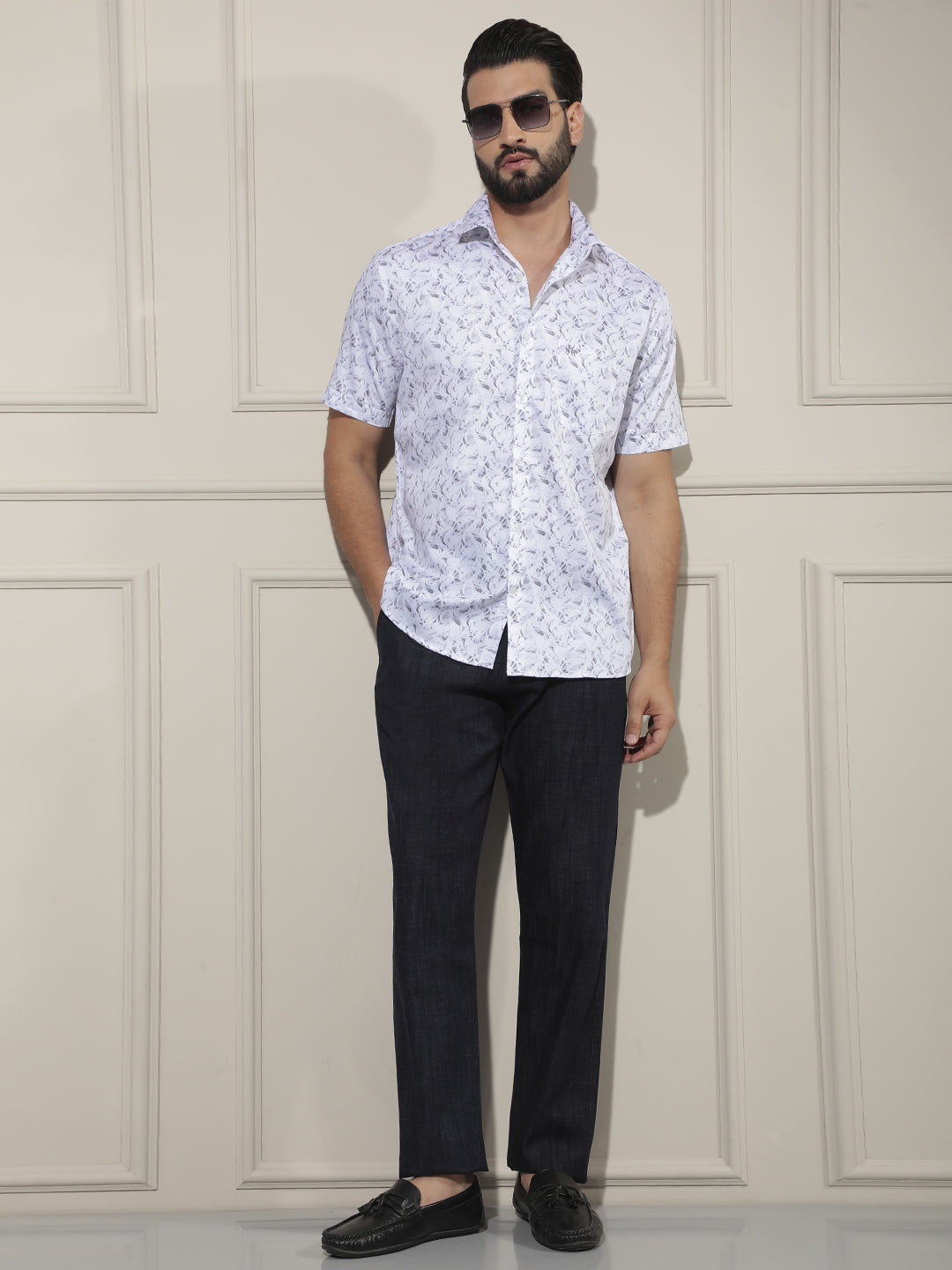 White Printed 100% Cotton Shirt