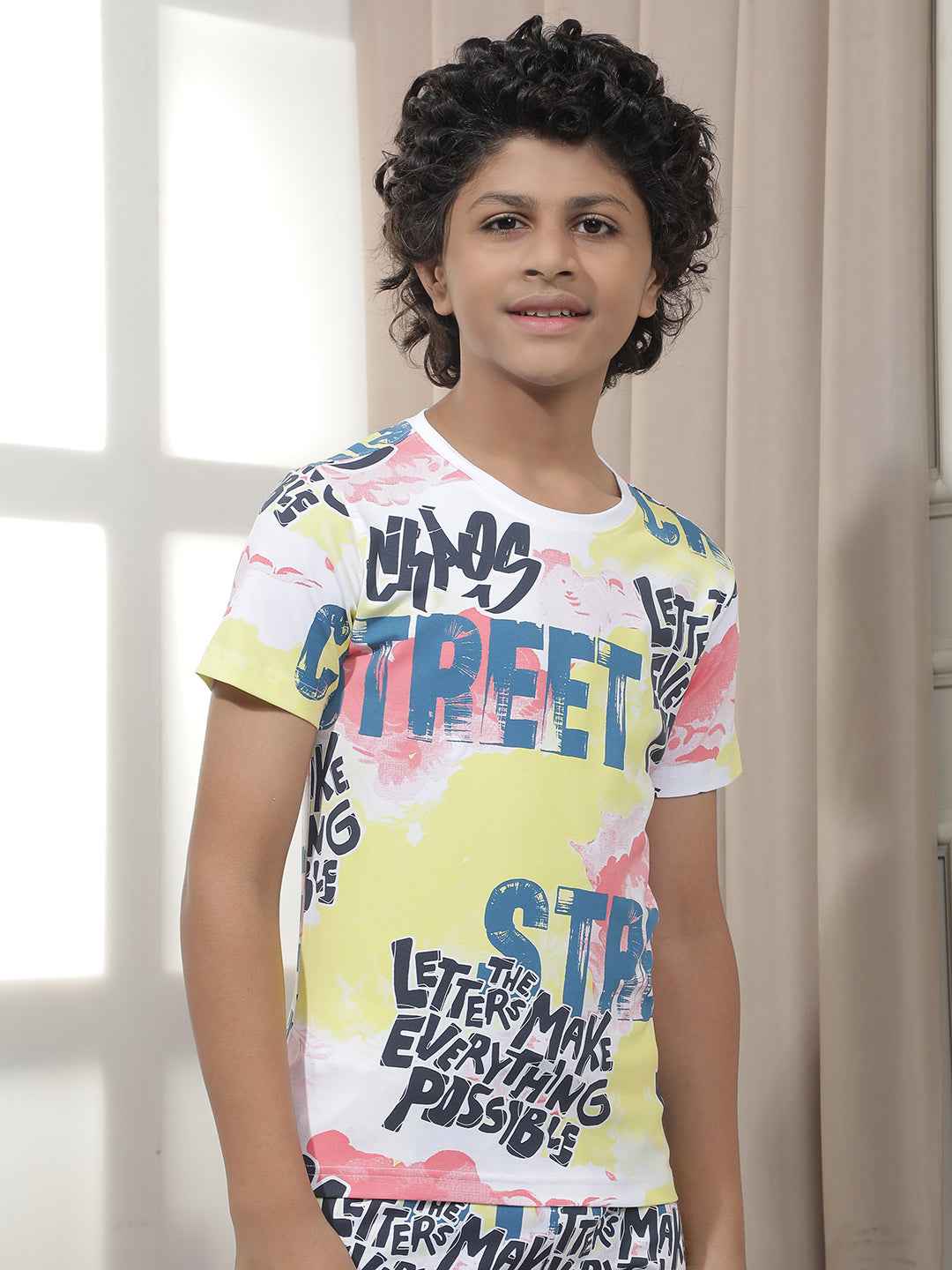 Multi-Color Typography Print T-Shirt