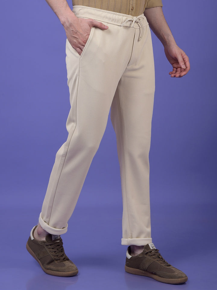 Light Beige Smooth Knit Trousers