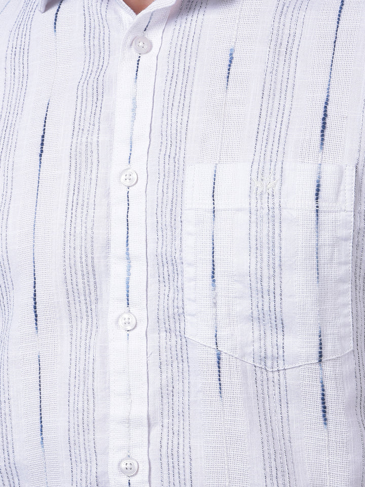 White Vertical Stripes 100% Cotton Shirt