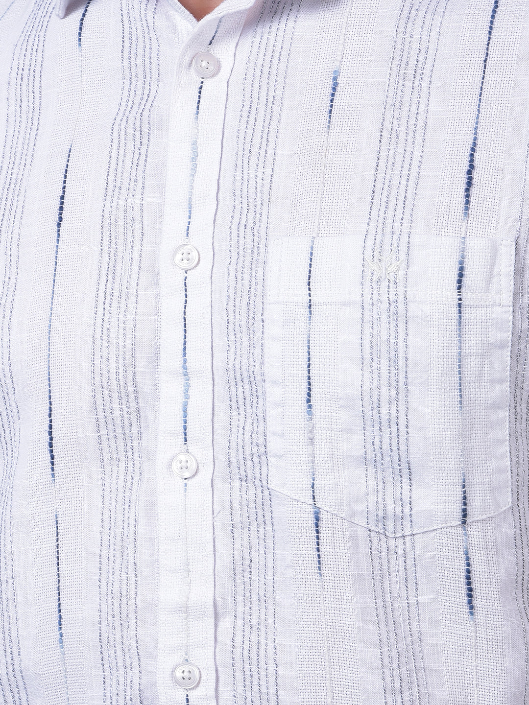 White Vertical Stripes 100% Cotton Shirt