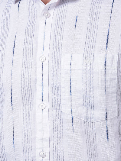 White Vertical Stripes 100% Cotton Shirt