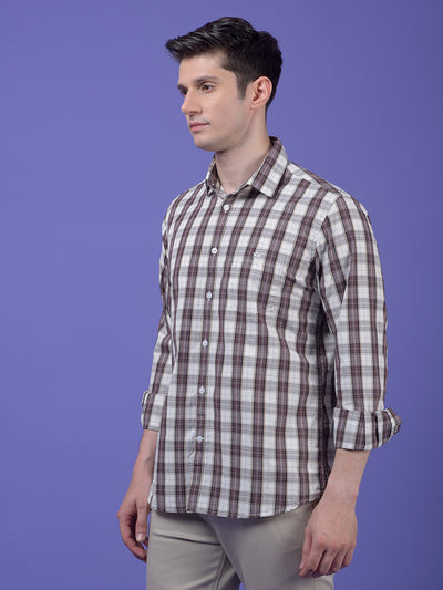 Brown Checked 100% Cotton Shirt