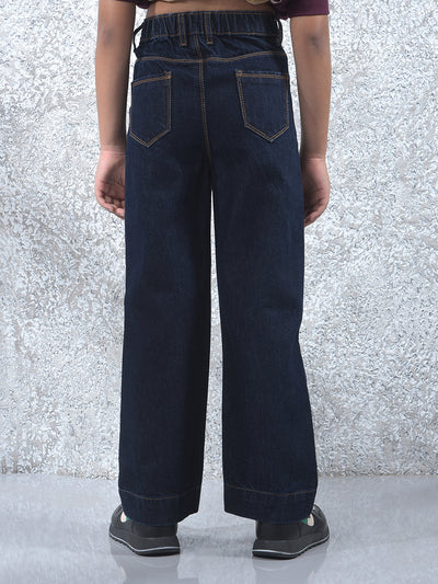 Blue 100% Cotton Wide Leg Jeans