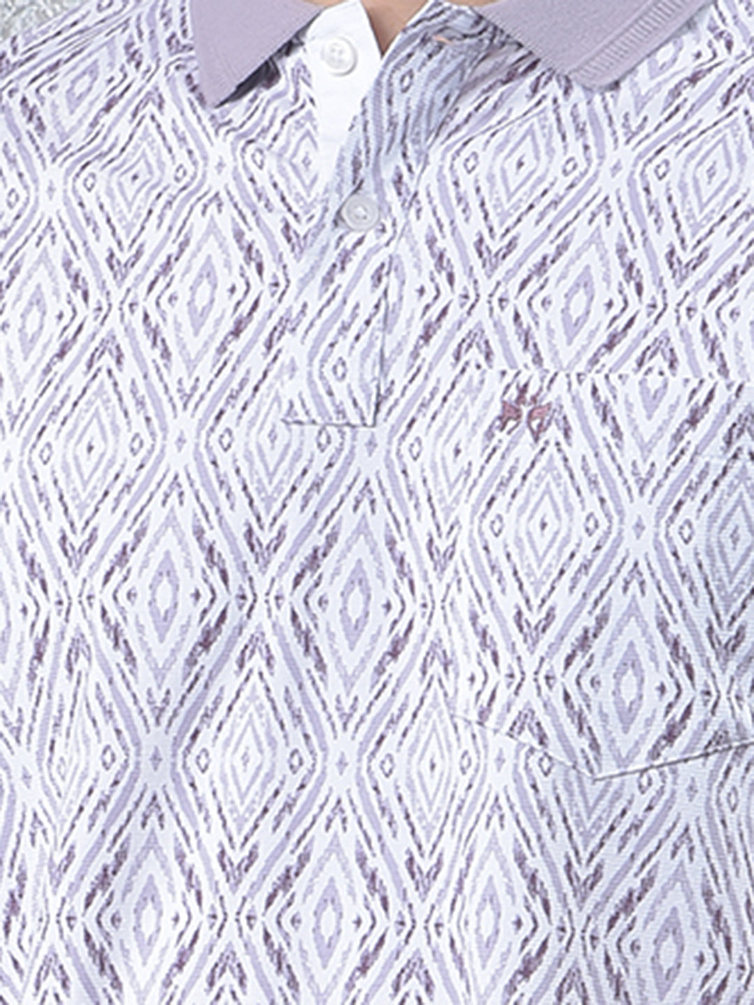Pink Printed Polo Neck T-Shirt